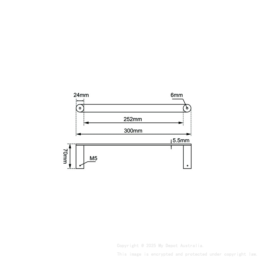 Brushed Nickel Towel Rail 300mm