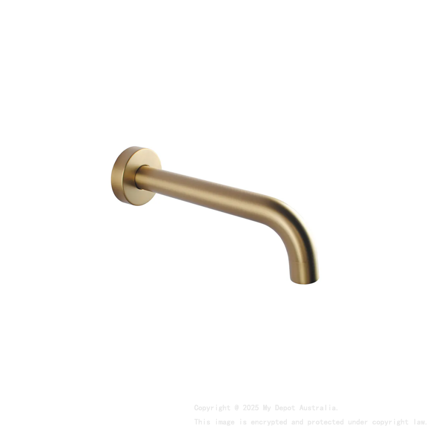 Lucid Pin Series Round Brushed Brass Bathtub/Basin Wall Spout 160mm Spout