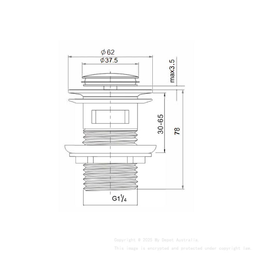 Basin Pop-up Waste 32mm Brushed Gold