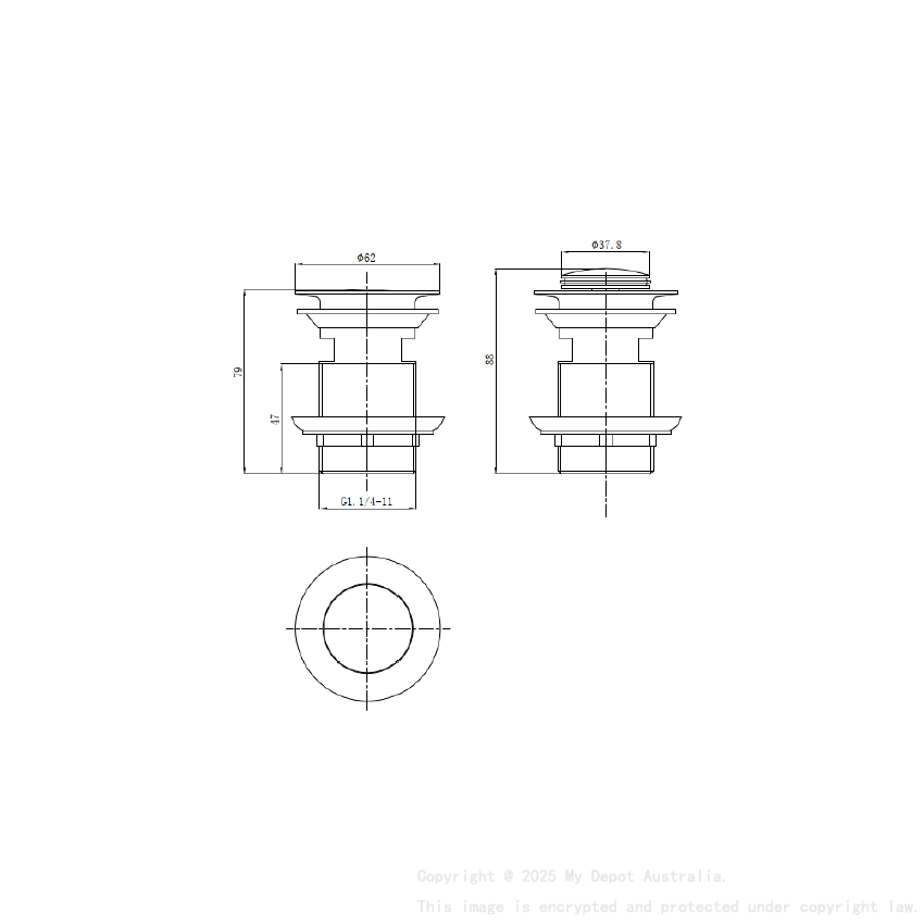 Pop-up waste 32mm, no O/F Chrome