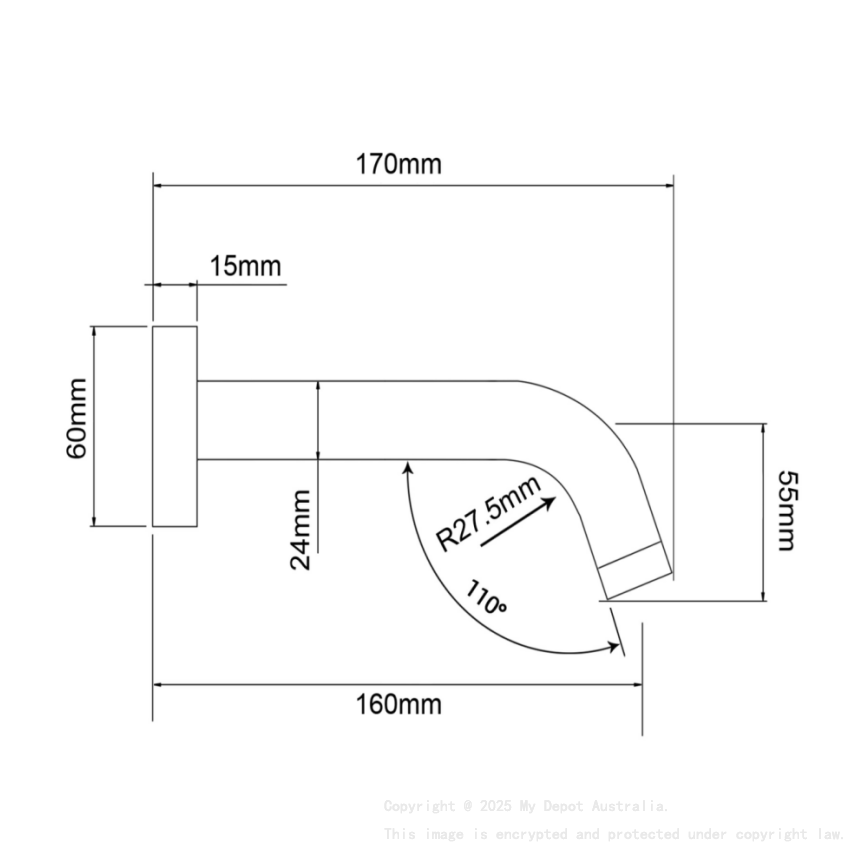 Square Black Bath Spout