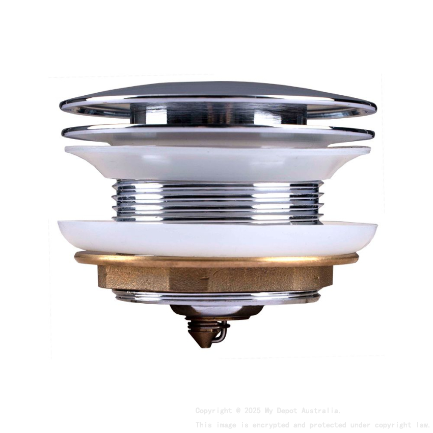 40mm Chrome Solid Brass Bathtub Mushroom Pop Up Waste Drain NO Overflow