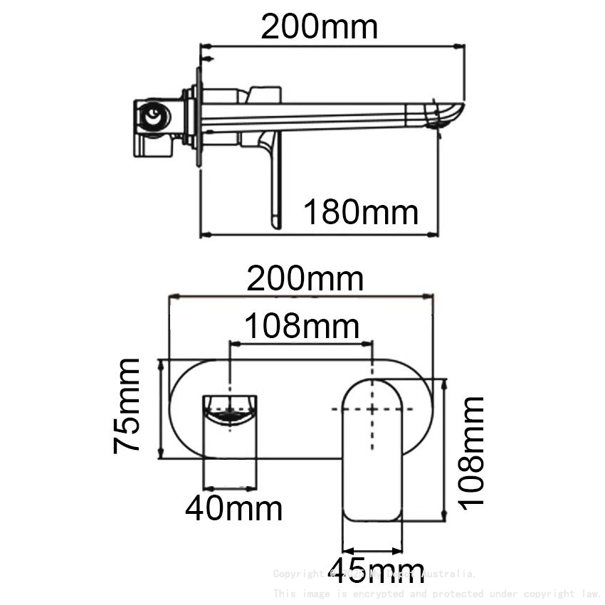 VOG Series Chrome Bathtub/Basin Wall Mixer With Spout