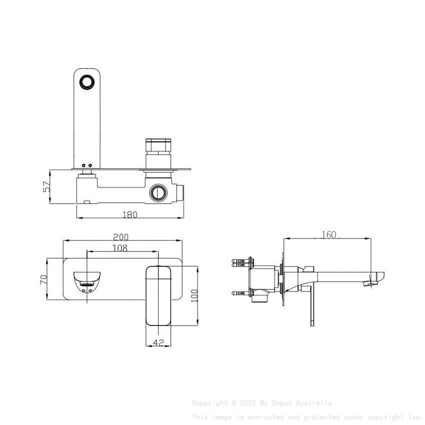 IVANO Series Chrome Bathtub/Basin Wall Mixer With Spout