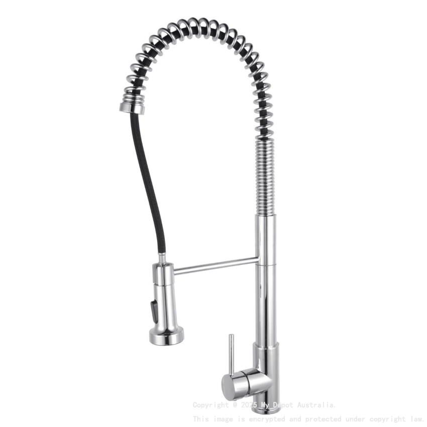Tall Spring Chrome Pull Out Kitchen Sink Mixer Tap