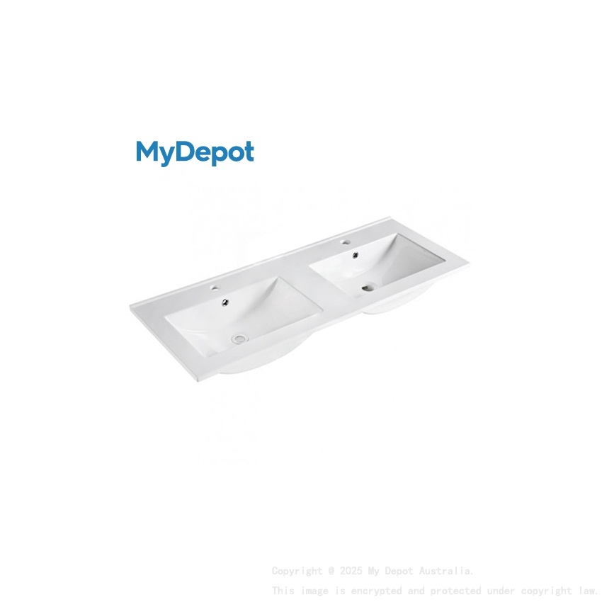 1200mm Gloss White Ceramic Vanity Top Double Basins