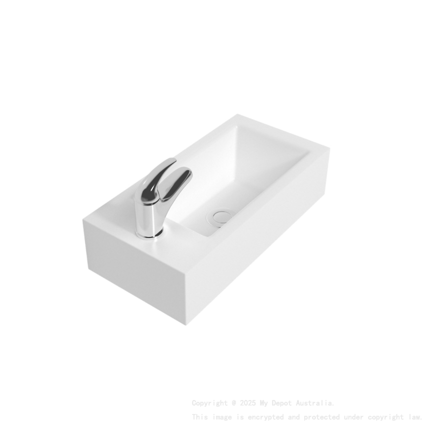 500mm Gloss White Ceramic Vanity Top Left Tap Hole