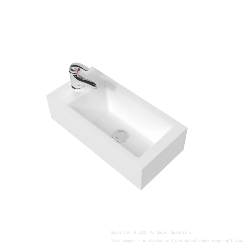 500mm Gloss White Ceramic Vanity Top Left Tap Hole