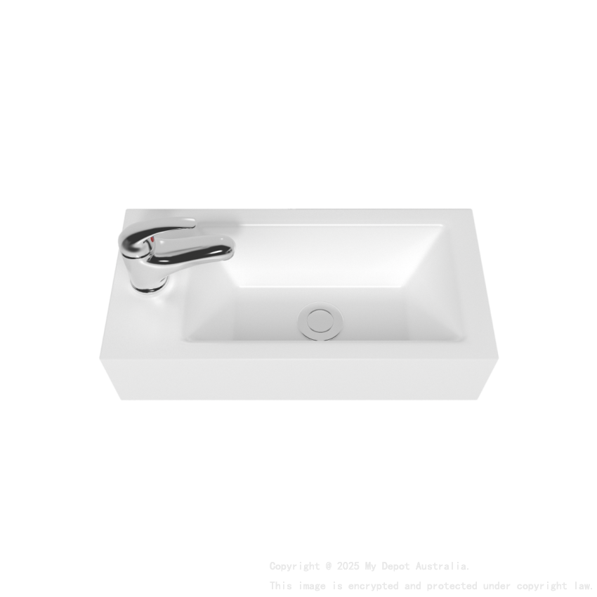 500mm Gloss White Ceramic Vanity Top Left Tap Hole