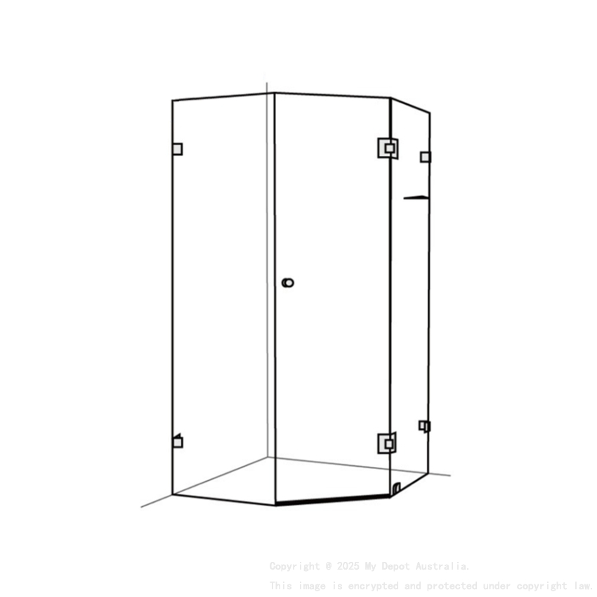 10mm Corner Frameless Shower Screens, Diamond Shape, Pivot Door