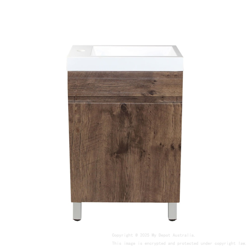 500mm Dark Oak MDF Bathroom Vanity Single Door Free Standing Cabinet Only