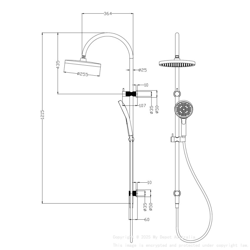 Linie Round Multi-Function Shower Set 255mm Matt Black
