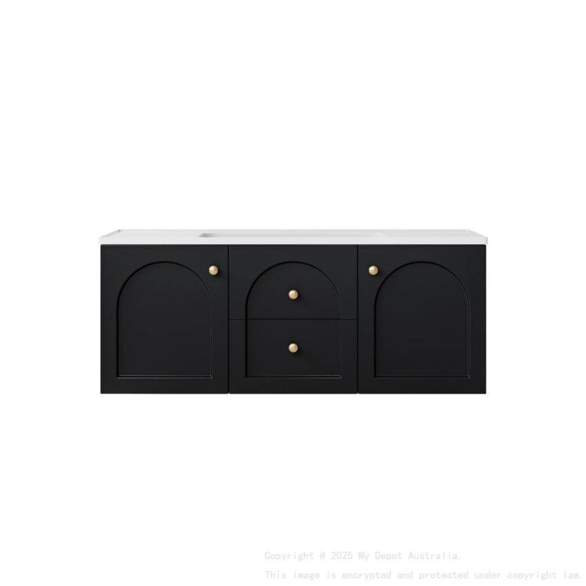 1190*455*470mm Matte Black Chester Federation Wall Hung PVC Cabinet