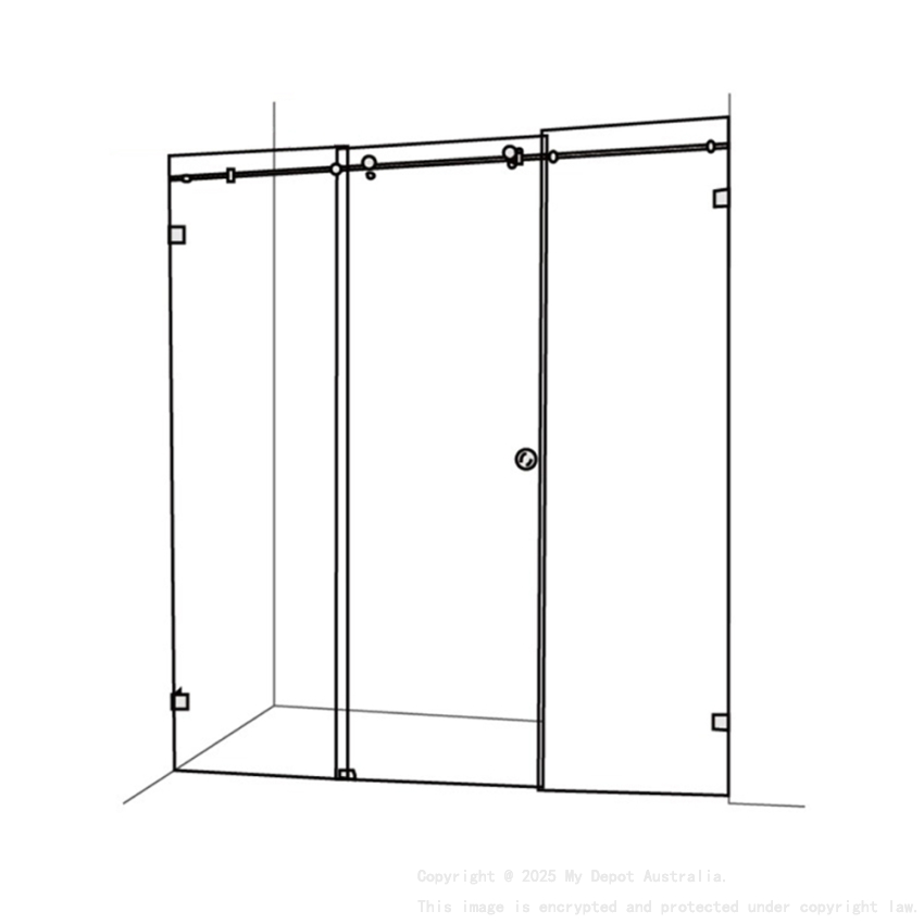 10mm Wall to Wall Frameless Shower Screens, 3 Panel, Sliding Door