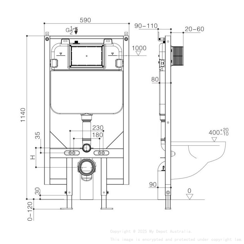 Frame In Wall Cistern For Wall Hung Pan