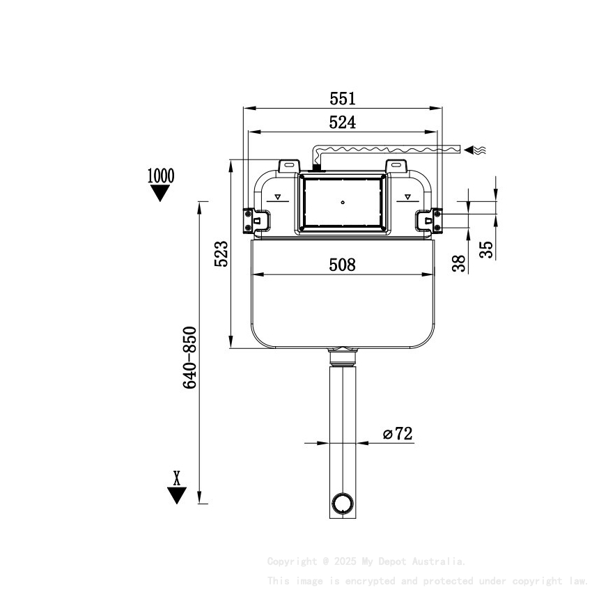 560X365X420mmAgena R&T Inwall Rimless Floor Toilet Suite Pan:Rimless Wall Faced Floor Pan