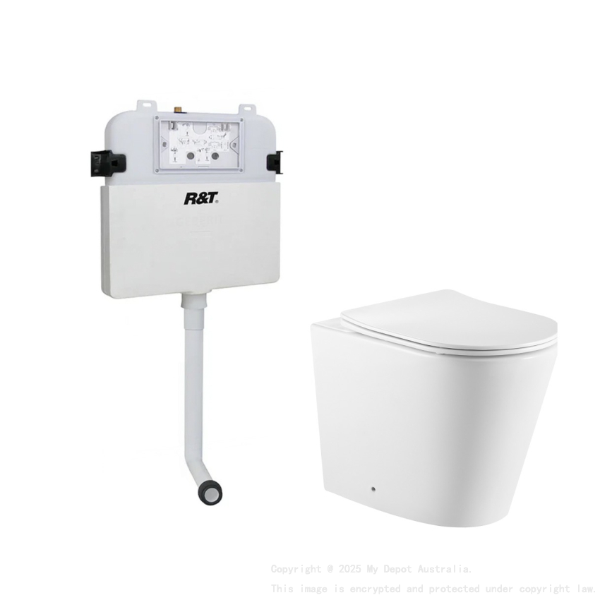 560X365X420mmAgena R&T Inwall Rimless Floor Toilet Suite Pan:Rimless Wall Faced Floor Pan