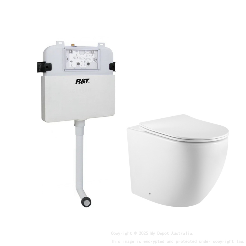 560X365X420mm Procida R&T Inwall Floor Toilet Suite Rimless Wall Faced Floor Pan