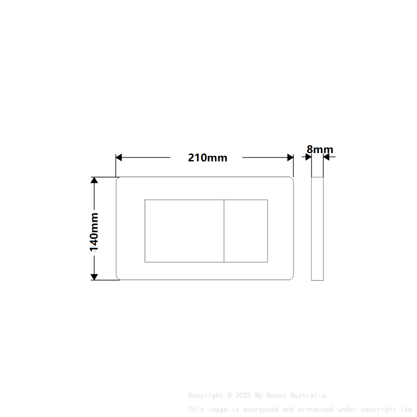 ABS Square Push Plate Black