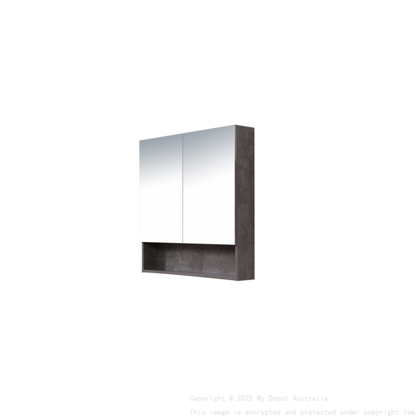 900*150*780mm Rock Cemento Wall Hung Woodgrain Mirror Cabinet Two Doors 