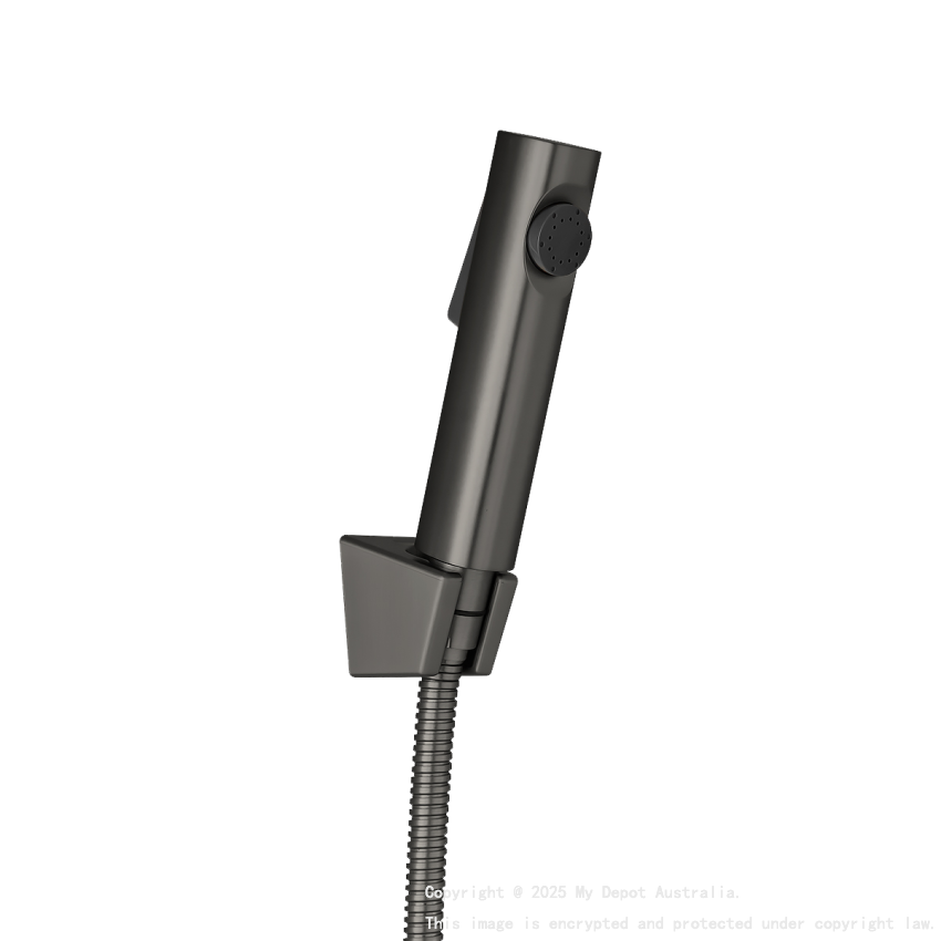 Round Gun Metal Grey ABS Toilet Bidet Spray Kit with Stainless Steel Hose