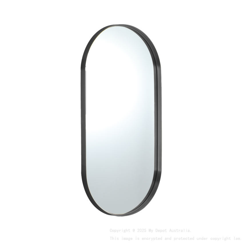 450X900X35mm Gun Metal Ellips Frame Mirror