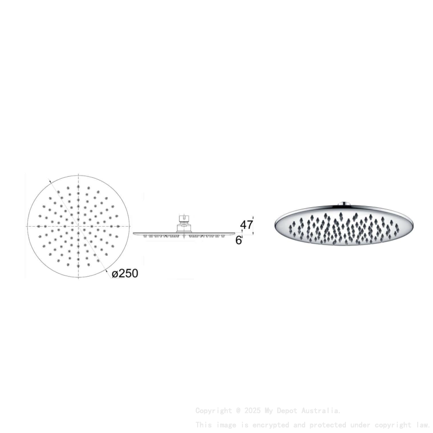 Kara 304 Stainless Steel Shower Rose Mirror Polish