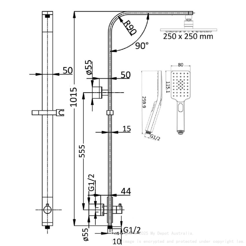 Seto Multifunction shower set Chrome