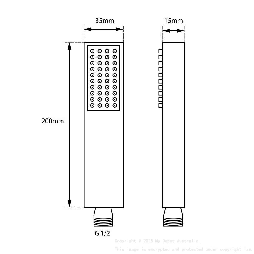 Esperia Square Solid Brass Chrome Hand Shower Spray