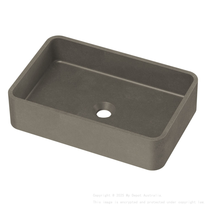 Zale Concrete Rectangle Basin Grey 500 x 350 x 120 NTH Dark Grey