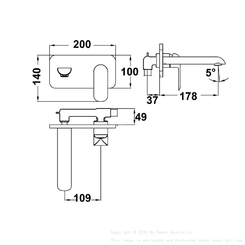 Kara Wall Basin Mixer Matt Black