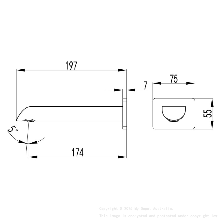 Kara Bath Spout Curved Tip Brushed Gold