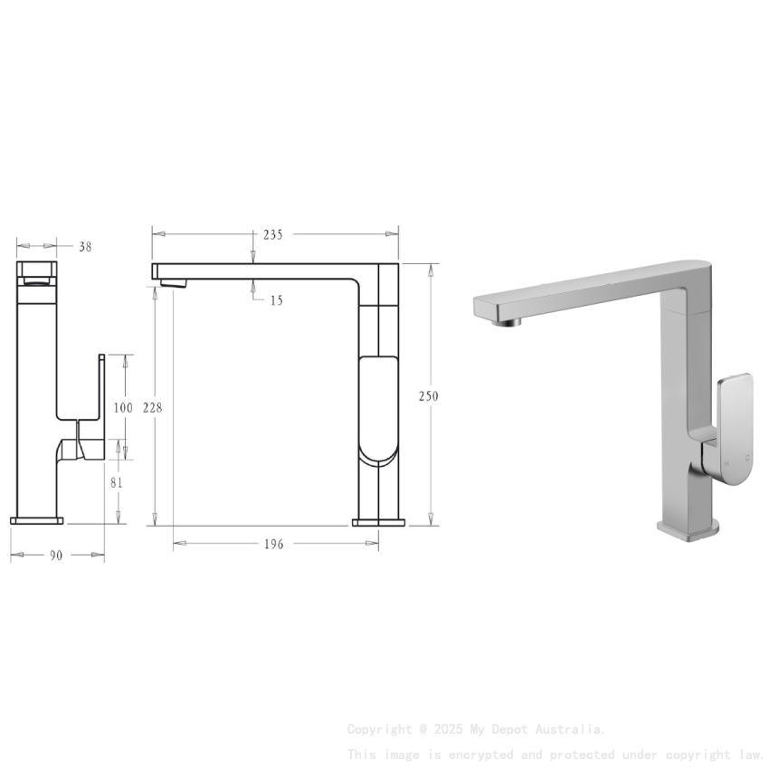 Flores Sink Mixer Brushed Nickel