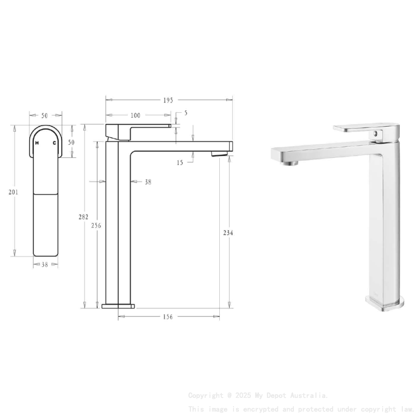 Flores High Rise Basin Mixer Chrome