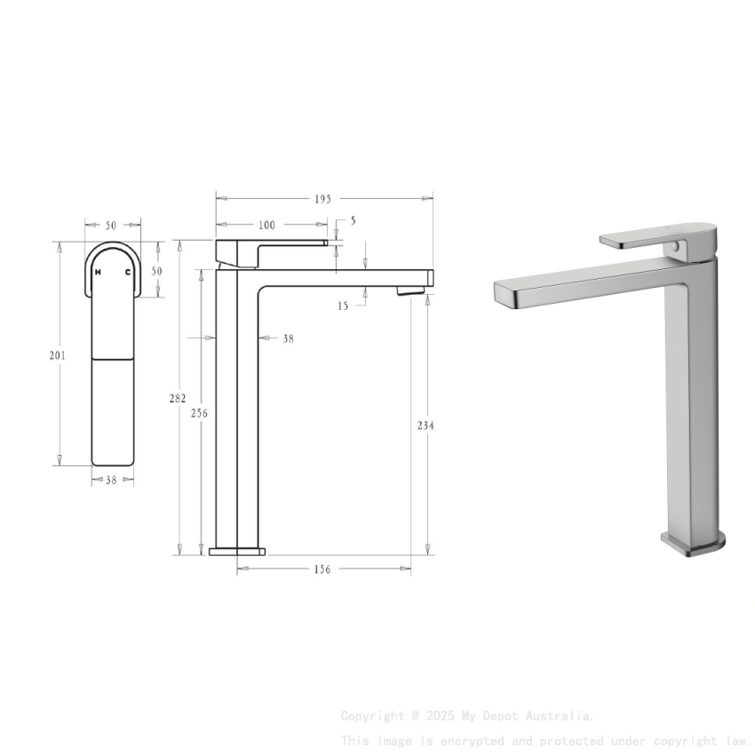 Flores High Rise Basin Mixer Brushed Nickel