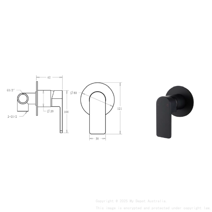 Flores Wall Mixer Matt Black