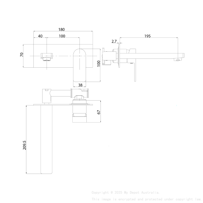 Flores Wall Basin Mixer Chrome