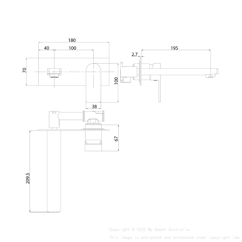 Flores Wall Basin Mixer Brushed Nickel