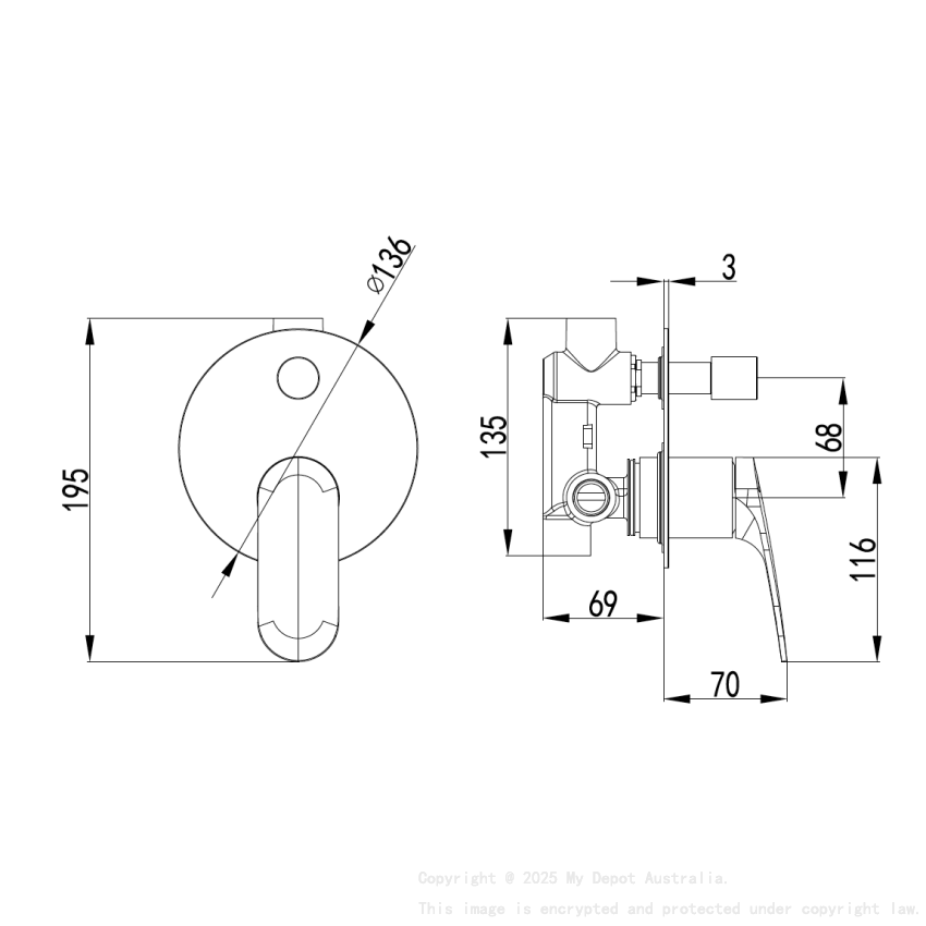 Sulu II Wall Diverter Mixer Trim Kits Chrome