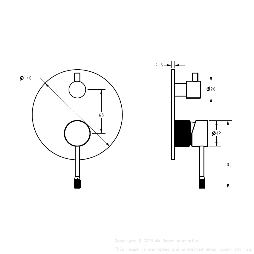 Linie Wall Diverter Mixer Trim Kit Brushed Nickel