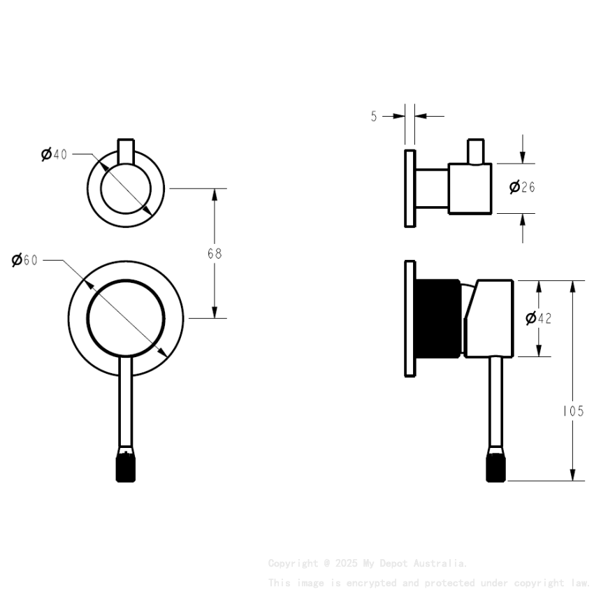 Linie Wall Diverter Mixer Trim Kit with Separate Cover Plate Brushed Nickel