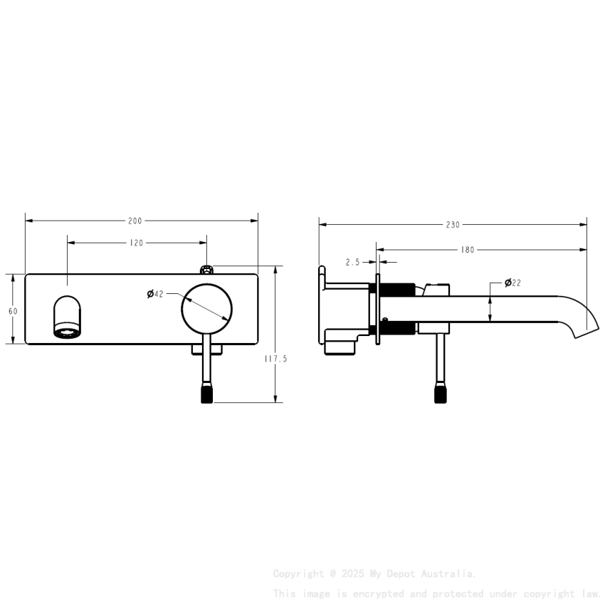 Linie Wall Basin Mixer Trim Kit Matt Black
