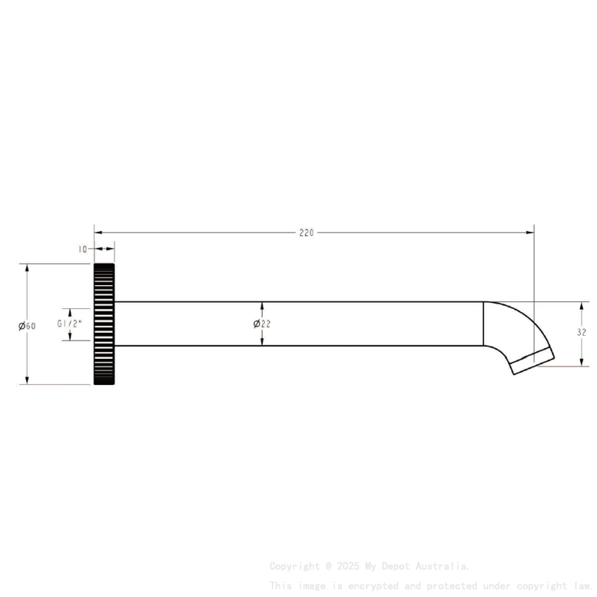 Linie Spout 220mm Gun Metal
