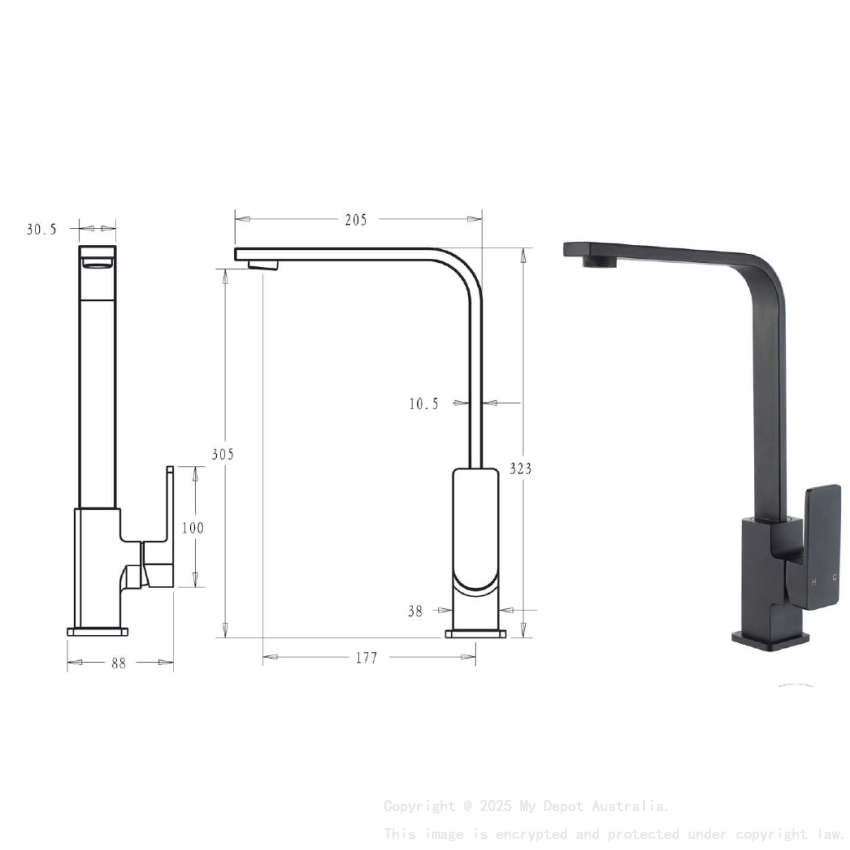 Ceram Sink Mixer Matt Black