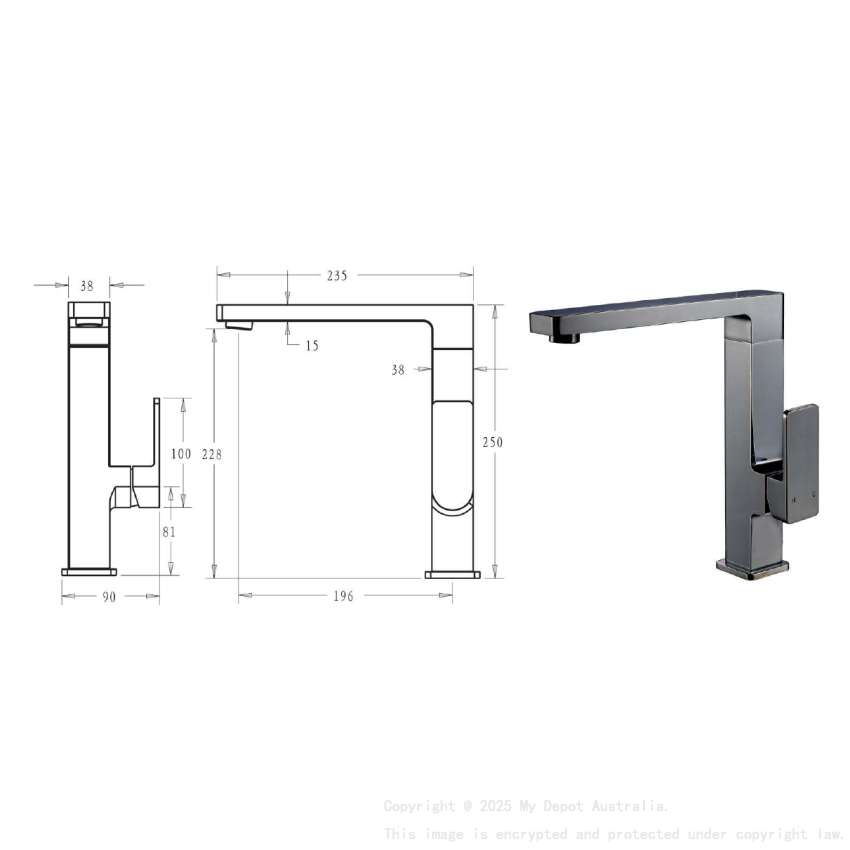 Ceram Sink Mixer Matt Black