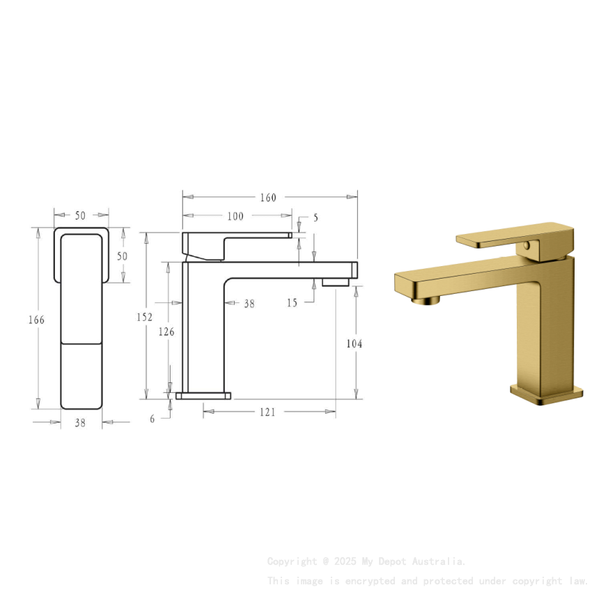 Ceram Basin Mixer Brushed Gold