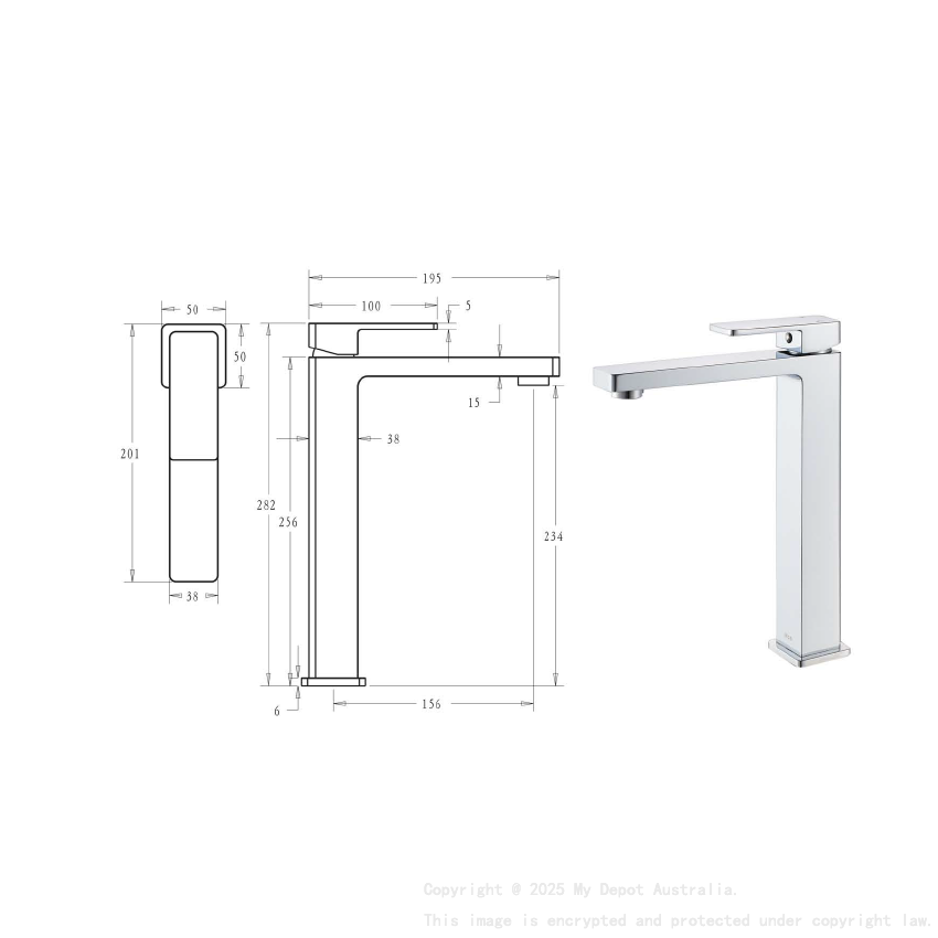 Ceram High Rise Basin Mixer Chrome