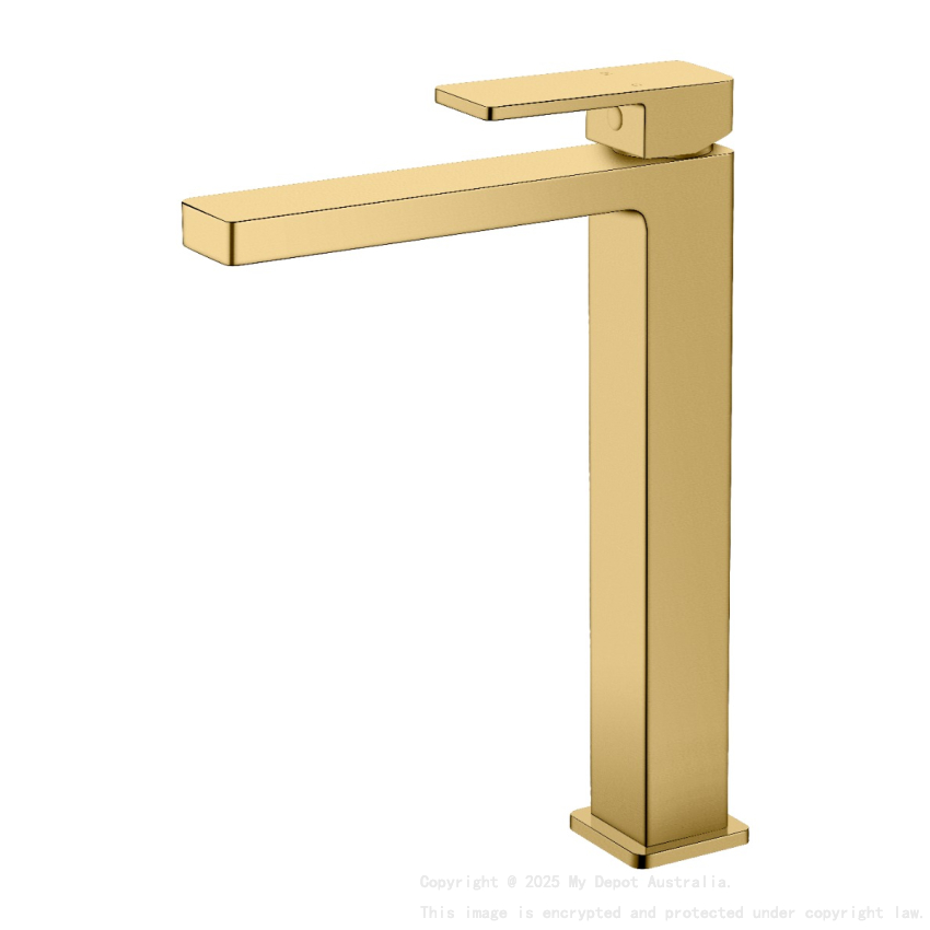 Ceram High Rise Basin Mixer Brushed Gold