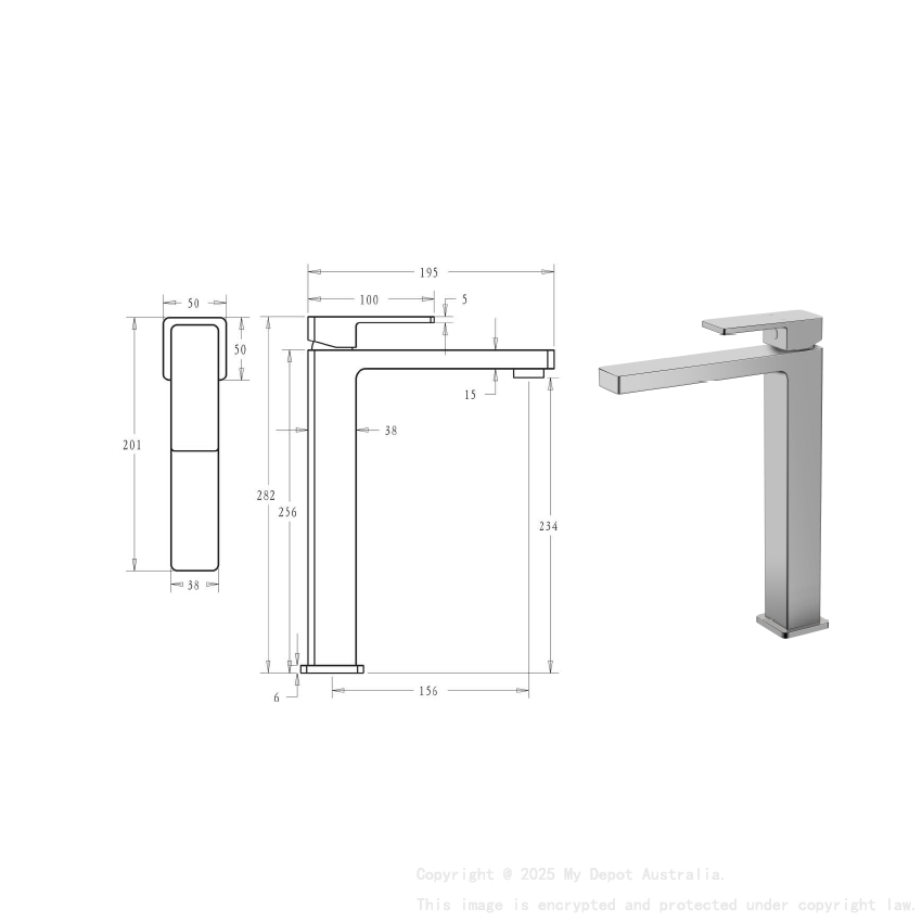 Ceram High Rise Basin Mixer Brushed Nickel