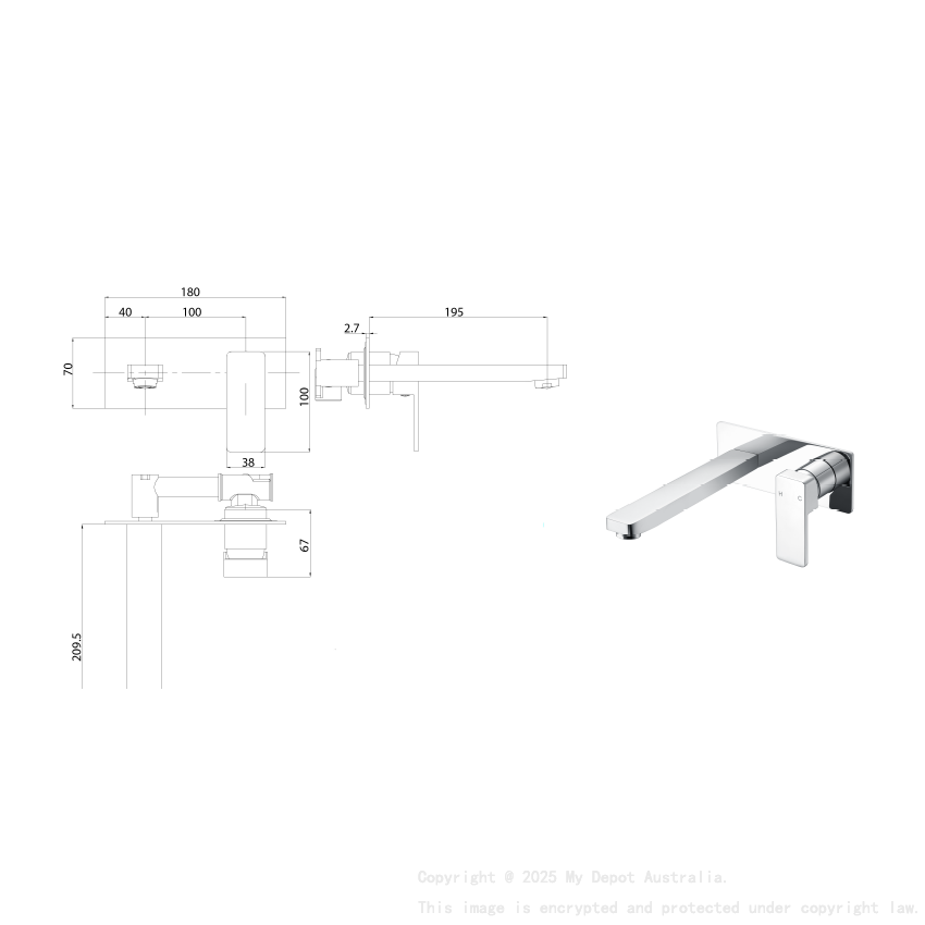 Ceram Wall Basin Mixer Chrome